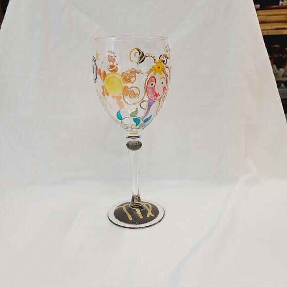 Vintage 1998 Smithereens Hand Painted Wine Glass, Virgo Scene, **NEW** - Picture 2 of 7